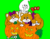 Disegno Halloween pitturato su elvira e nicolas