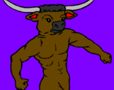 Disegno Testa di bufalo  pitturato su adriano