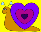 Disegno Lumachina cuore  pitturato su jessica