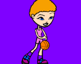 Disegno Giocatrice di pallacanestro pitturato su giada
