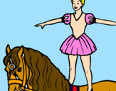 Disegno Trapezista in groppa al cavallo pitturato su la ballerina sul cavallo