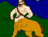 Disegno Centauro con arco  pitturato su christian