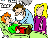 Disegno Bambino dal dentista pitturato su rebecca