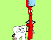 Disegno Molare e spazzolino da denti pitturato su riccardo