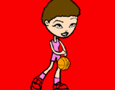 Disegno Giocatrice di pallacanestro pitturato su giada   meli 