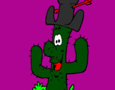 Disegno Cactus con il cappello  pitturato su salvo deodato