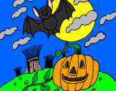 Disegno Halloween paesaggio pitturato su gianluca