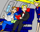 Disegno Passeggeri nell'aereo  pitturato su floricientina(zaira)