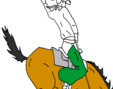 Disegno Cowboy a cavallo  pitturato su andrea