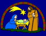 Disegno Presepio pitturato su Sante Feste Di Natale