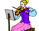 Disegno Dama violinista  pitturato su jessica scribani