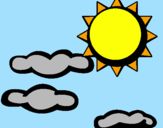 Disegno Sole con nuvole 2 pitturato su lory