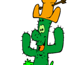 Disegno Cactus con il cappello  pitturato su michele