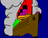 Disegno Nave a vapore pitturato su nave grande