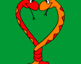Disegno Serpenti innamorati  pitturato su CUORE  TITTY