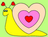 Disegno Lumachina cuore  pitturato su Annina