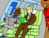 Disegno Passeggeri nell'aereo  pitturato su leila