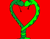Disegno Serpenti innamorati  pitturato su gabri