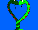 Disegno Serpenti innamorati  pitturato su levi6
