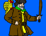 Disegno Pirata con il pappagallo  pitturato su juegos4
