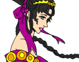 Disegno Principessa cinese pitturato su manumanu