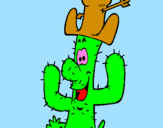 Disegno Cactus con il cappello  pitturato su lodovica