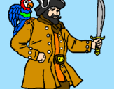 Disegno Pirata con il pappagallo  pitturato su ANTONIO
