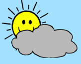 Disegno Sole con nuvola  pitturato su mangione luigi