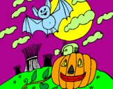 Disegno Halloween paesaggio pitturato su anto