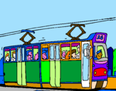 Disegno Tram con passeggeri  pitturato su tommy