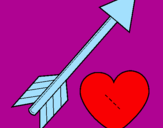 Disegno Freccia e cuore  pitturato su sara