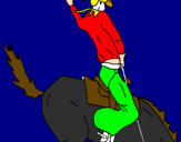 Disegno Cowboy a cavallo  pitturato su matti