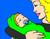 Disegno Madre e figlio II pitturato su neonato