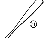 Disegno Mazza da baseball e Pallina  pitturato su chiara