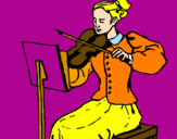 Disegno Dama violinista  pitturato su elisa