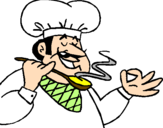 Disegno Lassaggio dello chef pitturato su lalla