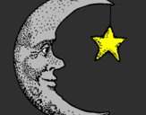 Disegno Luna e stelle  pitturato su mattia.g