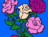 Disegno Mazzo di rose  pitturato su paolo