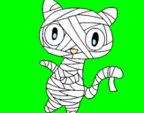 Disegno Mummia gatto scaraboechio pitturato su SHEILA