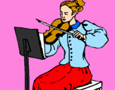 Disegno Dama violinista  pitturato su giovannna