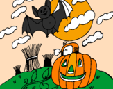 Disegno Halloween paesaggio pitturato su christian