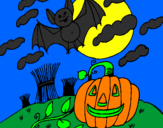 Disegno Halloween paesaggio pitturato su levi5000