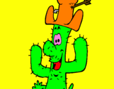 Disegno Cactus con il cappello  pitturato su andrea