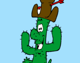 Disegno Cactus con il cappello  pitturato su diana