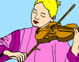 Disegno Violinista  pitturato su ida