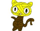 Disegno Mummia gatto scaraboechio pitturato su gio
