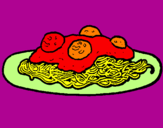 Disegno Spaghetti al ragù  pitturato su il tuo piatto preferito
