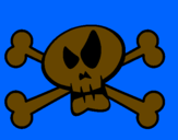 Disegno Teschio pitturato su bandiera pirata
