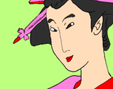 Disegno Geisha pitturato su silvia