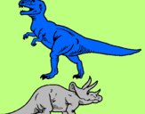 Disegno Triceratops e Tyrannosaurus Rex pitturato su Dino 2
